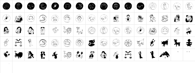 HorosCopies Regular  glyph index