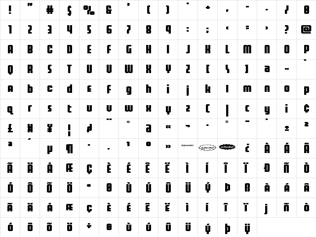 Homelander Wide Regular  glyph index