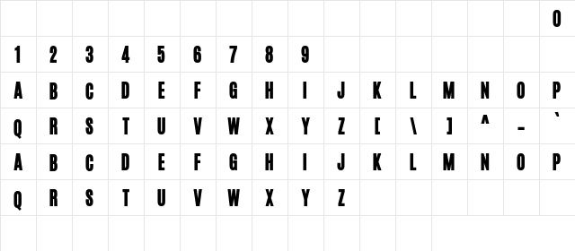 Ioannina Black  glyph index