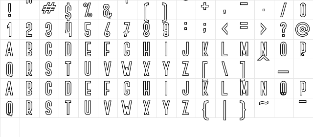 BOVEN 4 Regular  glyph index