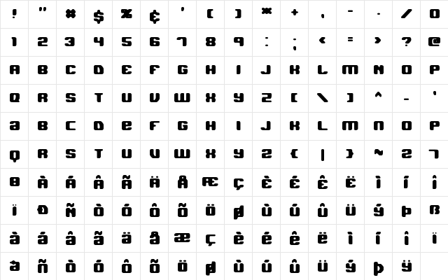 Jawbreaker Hard BRK Regular  glyph index