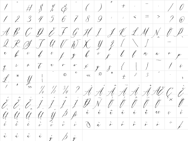 Swaziland Regular  glyph index