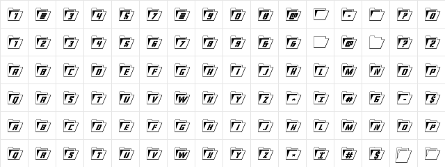 Eyes Only Outline Condensed Italic Outline Condensed Italic  glyph index