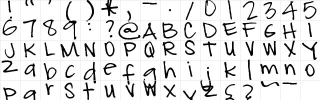 Pea Glo-Girl Regular  glyph index
