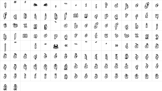 LT White Fang Regular  glyph index