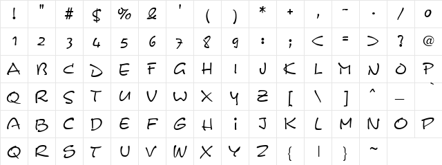 Hypertext Regular  glyph index