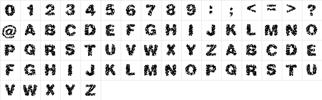 Ashes Regular  glyph index
