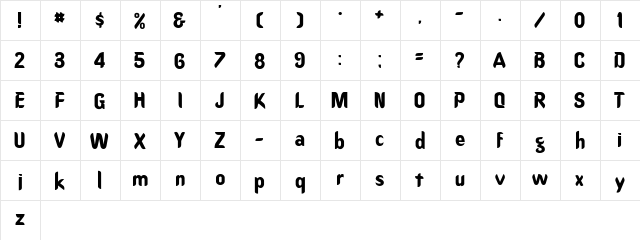 OregonDry Regular  glyph index