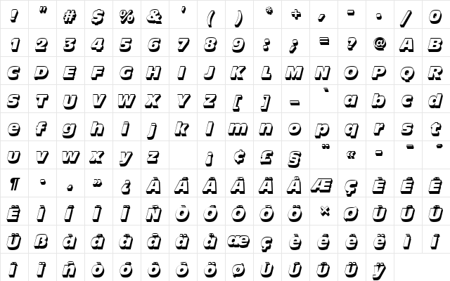 AntiqueOliTComItaSh1 Regular  glyph index