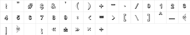 Boutros Ads Pro Bold Shadow  glyph index