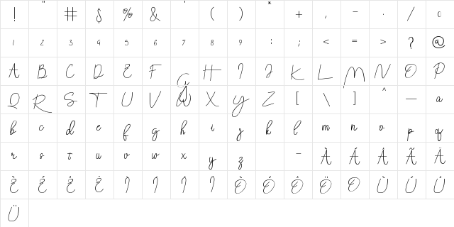 Attachment Regular  glyph index