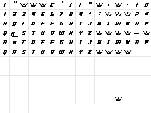 Mr.Earl Regular  glyph index