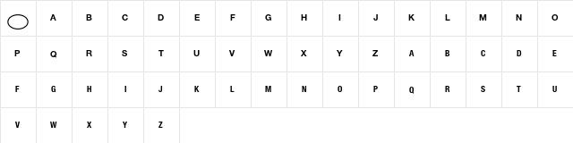 National Codes Universal  glyph index