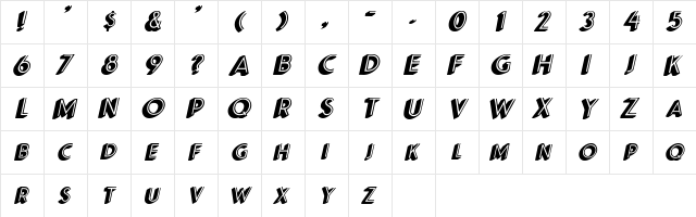ApexShadowSCapsSSK BoldItalic  glyph index