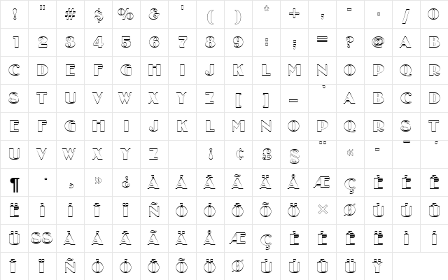 BinnerDOu1 Regular  glyph index