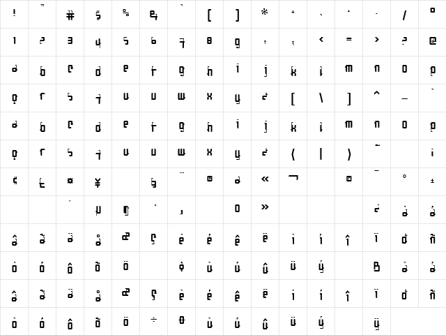 Cosmonaut Antigravity  glyph index