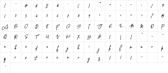 Witherscollin Bold Italic  glyph index