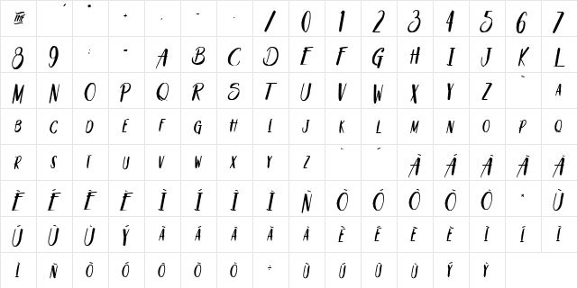 Savour&Pinacolada Regular  glyph index