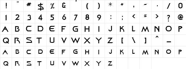 Zenon Regular  glyph index