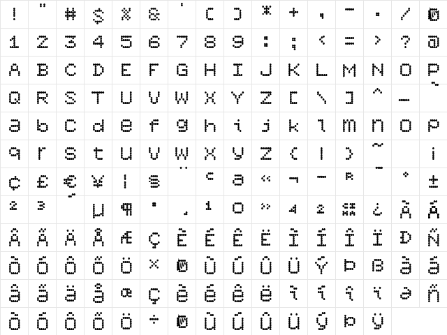 6x7oct Alternate ExtraBold  glyph index