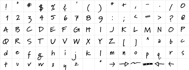 Marydale Bold  glyph index