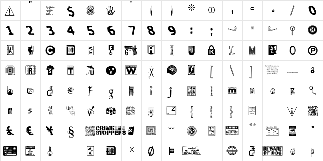 Insecurity Regular  glyph index