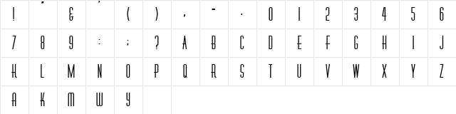 DinerFatt Regular  glyph index