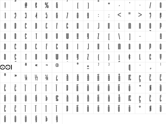 Buenos Aires NF Regular  glyph index