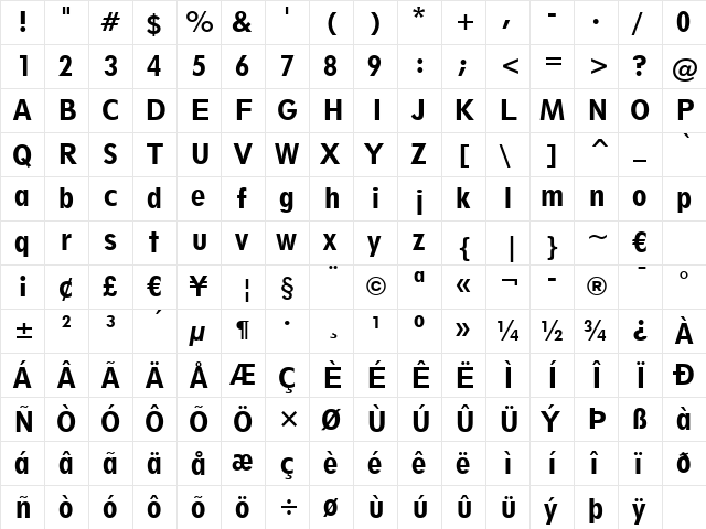Geometr212 BkCn BT Heavy  glyph index