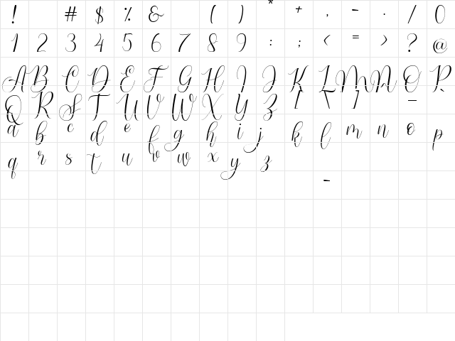 Barbara Blast Regular  glyph index
