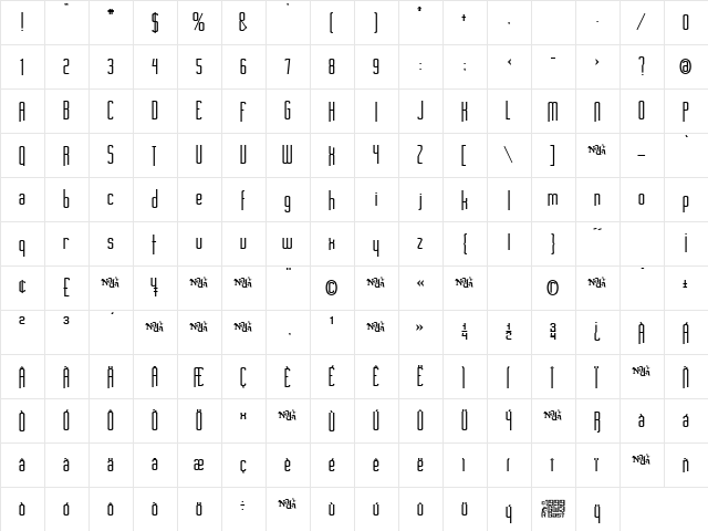 Long Cool Mother Regular  glyph index
