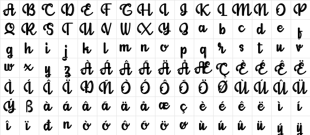 Allianta Personal Use Only Regular  glyph index