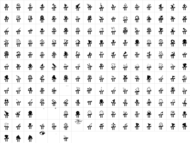 HypocriSymbols Regular  glyph index