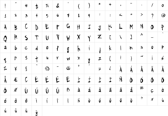 Outhouse Regular  glyph index