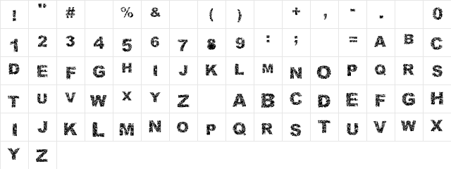 Malapropism Regular  glyph index