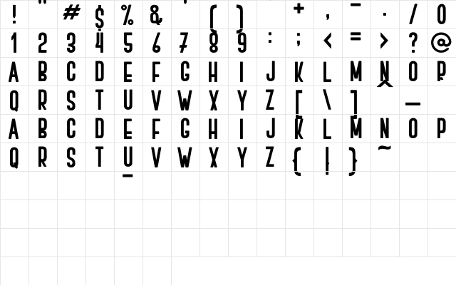 BOVEN 2 Regular  glyph index
