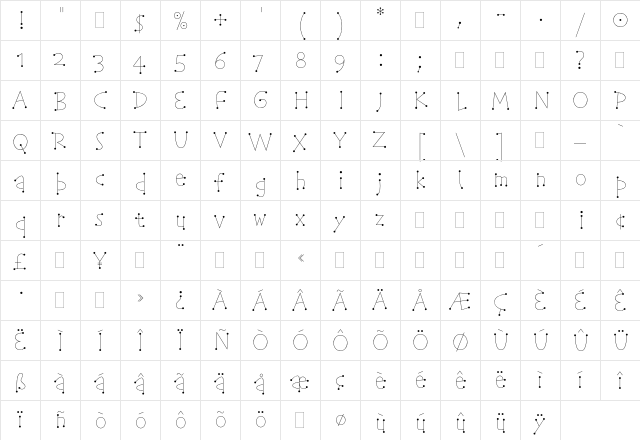 Telegram Plain  glyph index