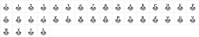 Distelfink Heart Regular  glyph index