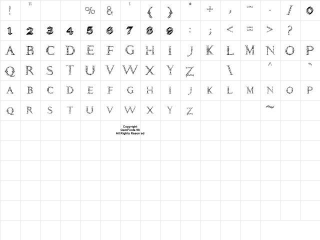 Daemonesque Regular  glyph index