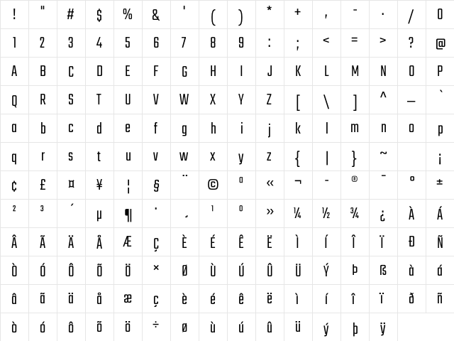 Teko Light Regular  glyph index