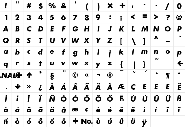 C+BoldItal Regular  glyph index