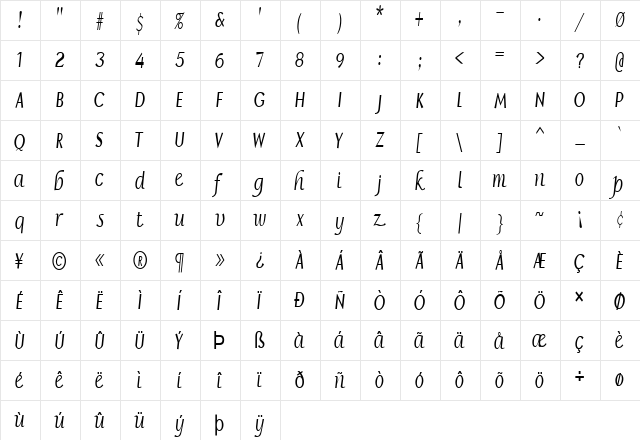 FZ BASIC 15 COND Normal  glyph index