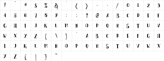 LETTER GIRLS Regular  glyph index