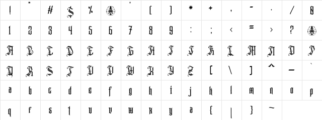 Aihet Script Personal Use Only Regular  glyph index