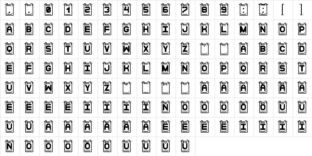 Data Cards St Regular  glyph index