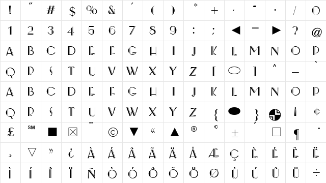 Cg Medium  glyph index