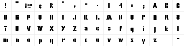 DXS Sheet Steel Regular  glyph index