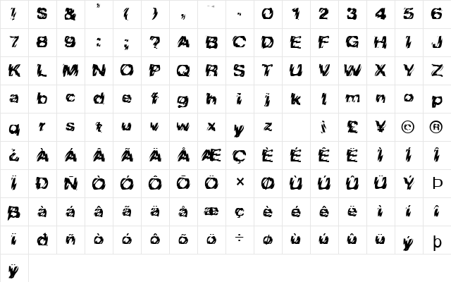 FZ WARPED 10 Normal  glyph index
