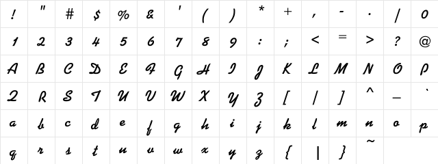 Kauflinn Regular  glyph index