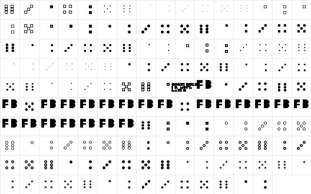 Dicey Regular  glyph index